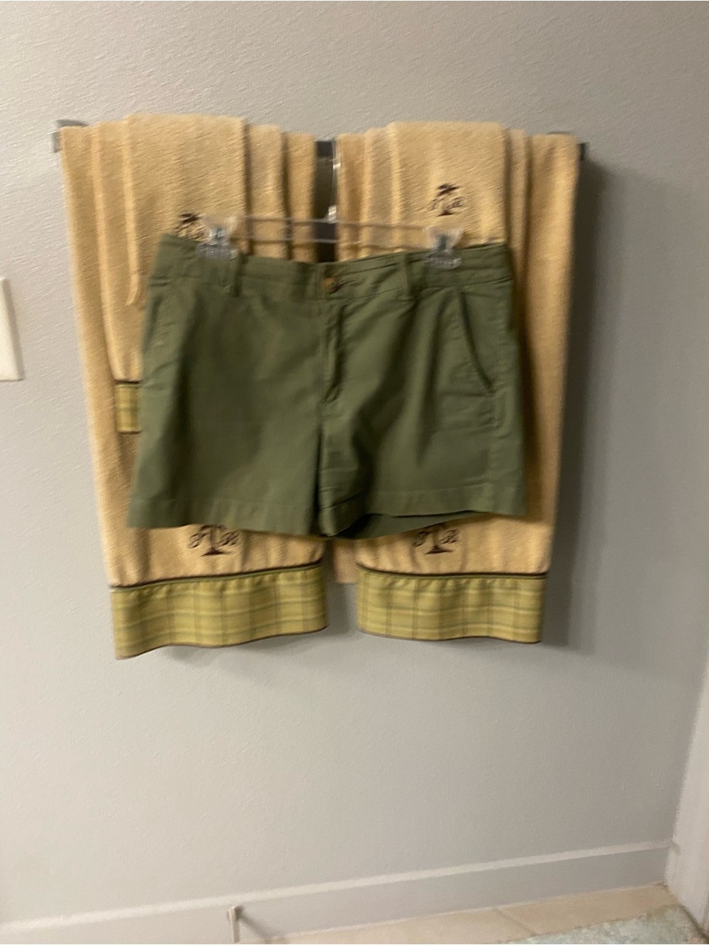 LOFT Olive Green High-Rise Chino Shorts